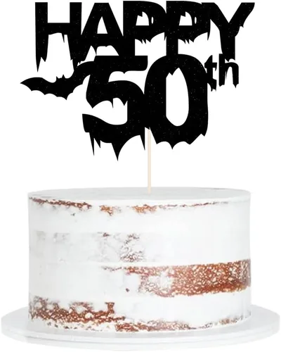 Vista 10 de 6 adornos acrílicos para tartas de Halloween, decoración de pastel de cumpleaños de Halloween, espeluznante con murciélago, calabaza, fantasma Negro1