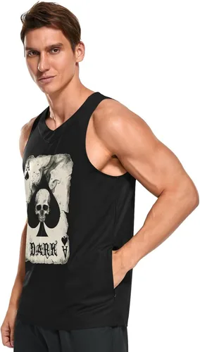 Vista 3 de Camisetas deportivas sin mangas para hombre, de secado rápido, para gimnasio, atletismo, fitness, correr, entrenamiento, playa, sin mangas