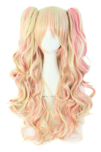 Vista 5 de MapofBeauty - Peluca de cabello largo y rizado en espiral para disfraz de cosplay (azul celeste)