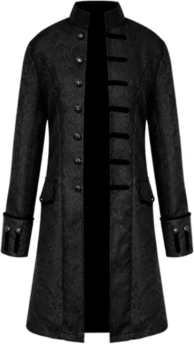 Vista 2 de Chaqueta vintage para hombre, estilo gótico, largo, steampunk, formal, gótico, victoriano, disfraz para Halloween