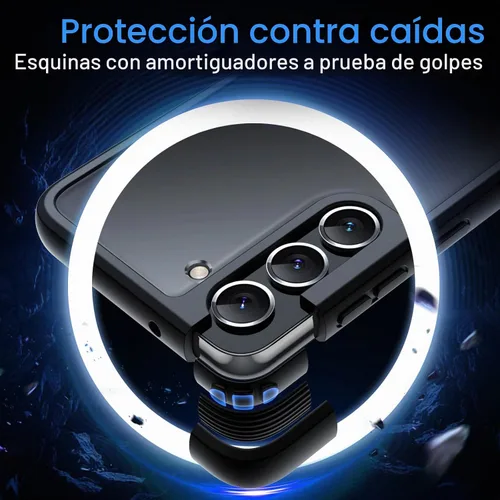 Vista 6 de JETech Funda 5 en 1 mate para Samsung Galaxy S23, color negro 2 Tempered Glass Screen Protectors, 2 Camera Lens Protectors, Translucent Back