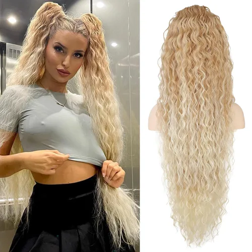 Vista 12 de SEIKEA Extensión de cola de caballo, cola de caballo falsa de 22" larga, ligera, rizada natural completa con cordón, extensión de cabello