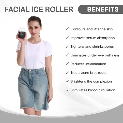 Vista 5 de Rodillo de hielo en forma de cubo para cara, rodillo facial de hielo para ojos, cuello, tonifica y aprieta la piel de forma natural, bolsas