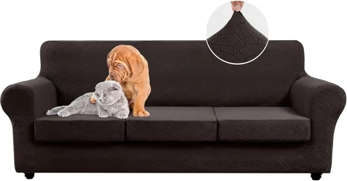 Vista 13 de Funda de sofá de 4 piezas, adecuada para 2 cojines extra grandes y 2 fundas de cojín de gran tamaño, funda protectora para muebles de mascotas