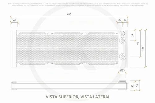 Vista 5 de EKWB EK-Quantum Surface S360, negro, radiador de PC de 14.173 in, 1.181 in de grosor, 3 soportes de ventilador de 4.724 in, 2 puertos G1/4 pulgadas