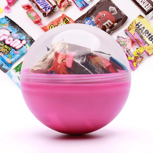 Vista 9 de Paquete variado de dulces en cápsula redonda gigante de color transparente – Surtido de dulces envueltos individualmente 20 piezas de 0.74 libras