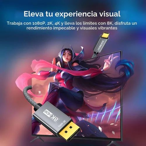 Vista 2 de Cable USB C a DisplayPort 1.4 de 4K a 144Hz de 6 pies 32.4 Gbps USB tipo C