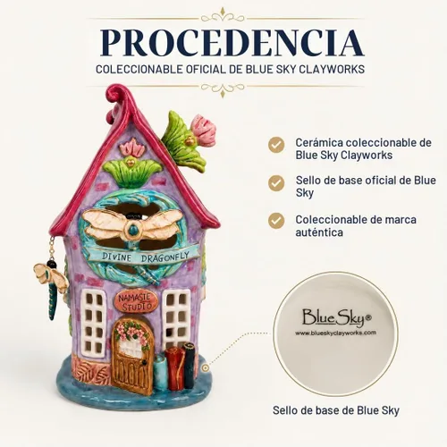 Vista 7 de Blue Sky Ceramics - Vela de cerámica con diseño de libélula divina, azul, (20500)
