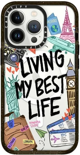 Vista 324 de CASETiFY Funda Impact para iPhone 13 [Protección contra caídas de grado militar 4X de 8.2 pies/Compatible con Magsafe] - #1 Mom - Transparente