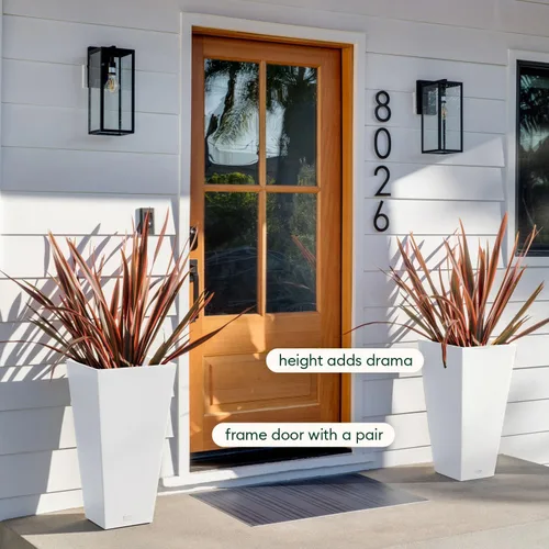 Vista 4 de Veradek V-Resin - Maceta cónica para interiores y exteriores (26 pulgadas, blanco)