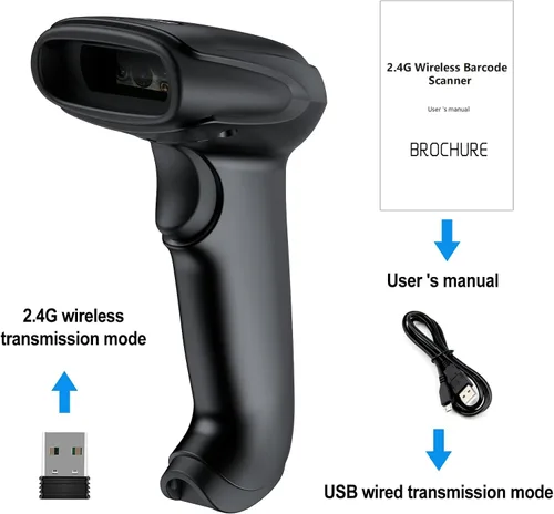 Vista 9 de Symcode Escáner de Código de Barras Inalámbrico 2D, Bluetooth6.0 y Inalámbrico2.4G y Conexión USB por Cable, Escáner Lector de Códigos de Barras QR