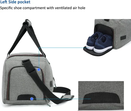 Vista 5 de MarsBro Bolsa de lona resistente al agua con compartimento para zapatos para gimnasio y viajes