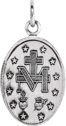 Vista 3 de Collar con colgante de medalla milagrosa de oro blanco de 14 k 0709 x 1024in