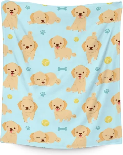 Vista 14 de Golden Retriever - Manta para niñas, tamaño de regazo de 30 x 40 pulgadas, manta de felpa suave y mullida, manta colorida y linda para sala de estar