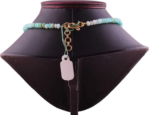 Vista 4 de Collar de cuentas de rondelle facetadas de ópalo azul natural para mujer, collar de piedras preciosas de 17 pulgadas, cuentas sueltas de 0.197 in