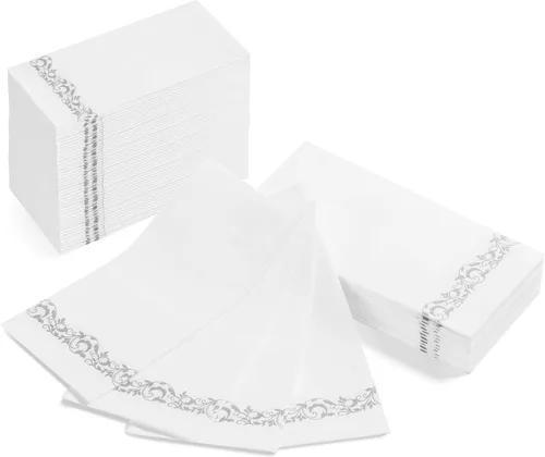 Vista 10 de AMERICAN HOMESTEAD - Toallas de Mano Desechables para Baño - Diseño Decorativo Be Our Guest Dorado - Servilletas de Invitados Similares al Lino