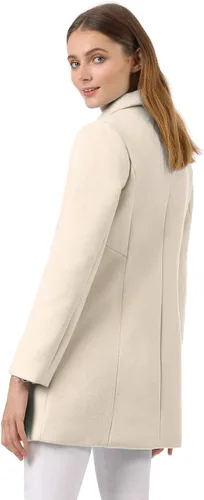 Vista 6 de Allegra K Abrigo Largo De Invierno Con Cuello Peter Pan Y Doble Botonadura Para Mujer Beige