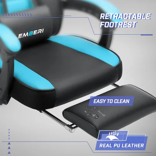Vista 7 de LEMBERI Sillas de juegos para adultos, sillas ergonómicas de videojuegos con reposapiés, silla de juegos grande y alta, capacidad de peso de 400