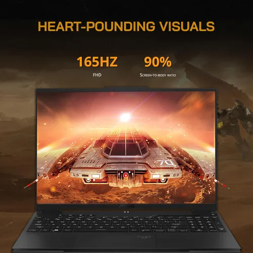 Vista 3 de Asus TUF A16 - Laptop para juegos FHD 165Hz de 16 pulgadas, AMD Ryzen 7-7735HS, gráficos Radeon RX7600S V8G, 64 GB DDR5 RAM, 2 TB PCIe SSD, teclado