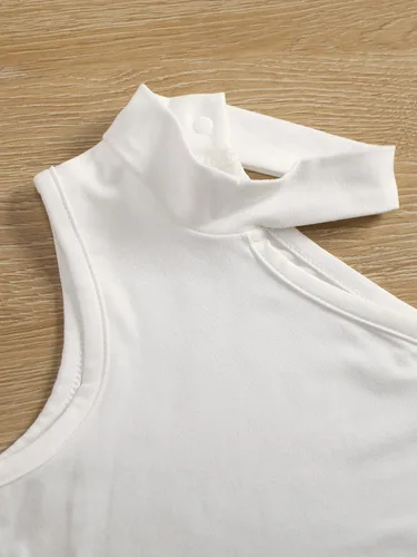 Vista 3 de SheIn Conjunto asimétrico de dos piezas para niña sin mangas y pantalones cortos