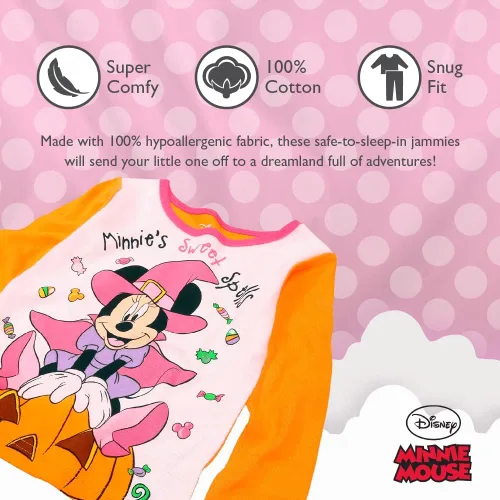 Vista 3 de Disney Girls Minnie Mouse 2-Piece Snug-fit Cotton Pajamas Set