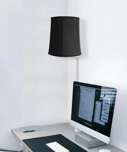 Vista 6 de HomeConcept Lámpara de pared con pantalla flotante de tela negra con forro dorado 12x14x15 Negro