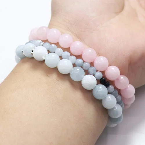 Vista 6 de UEUC - Pulseras Reiki, apilables, de piedras curativas, cristales, con dije del árbol de la vida, yoga y hoja de loto, contra la ansiedad