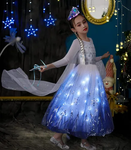 Vista 2 de LETSGLOW Disfraz de princesa para niñas vestido iluminado para Halloween carnaval cosplay fiesta de cumpleaños