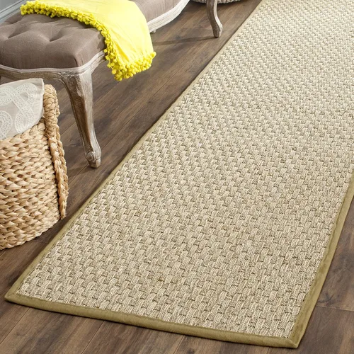 Vista 29 de SAFAVIEH Natural Fiber Collection NF114A - Alfombra de pasillo de hierba marina con patrón de tejido de cesta y borde, de 2 pies 6 pulgadas x 16