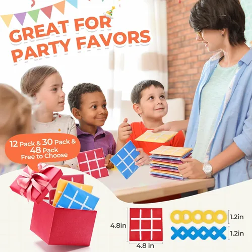 Vista 2 de JoyCat Tic Tac Toe Mini Juego de Mesa Juguete para Niños y Familia, Recuerdos de Fiesta de Cumpleaños, Bolsa de Golosinas, Divertida Actividad