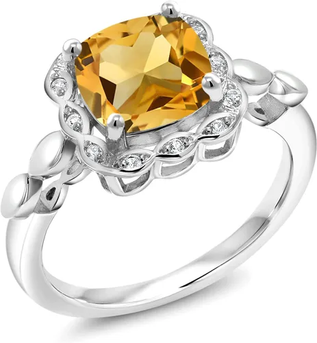 Vista 125 de Gem Stone King Anillo de compromiso de plata de ley 925 de 0.315 in con piedra natal y zafiro blanco creado Anillo de compromiso de boda