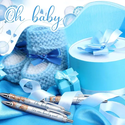 Vista 6 de Chuangdi 48 bolígrafos de baby shower, recuerdos de fiesta a granel para invitados, bolígrafos retráctiles de tinta negra, regalos de baby shower