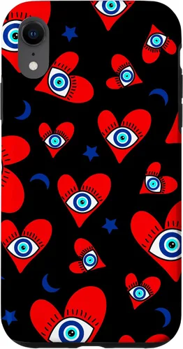 Vista 9 de Funda para iPhone 12 mini con diseño de mal de ojo, diseño de corazones de mal de ojo azul