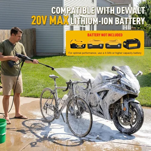 Vista 2 de Lavadora portátil inalámbrica compatible con batería Dewalt 20V MAX