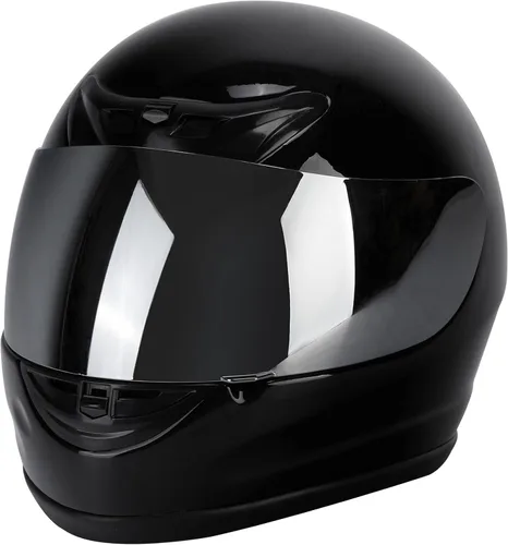 Vista 7 de TCT-MOTORPARTS - Casco de motocicleta para adultos, aprobado por DOT, color negro, visera de espejo de cara completa, casco de calle