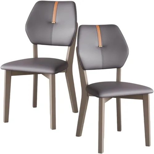 Vista 11 de YVYKFZD Solid Wood Dining Chairs Set, Leather Dining Room Chair, Armless Kitchen Chairs with Back, Upholstered Living Room Chair, for Bedroom Dark