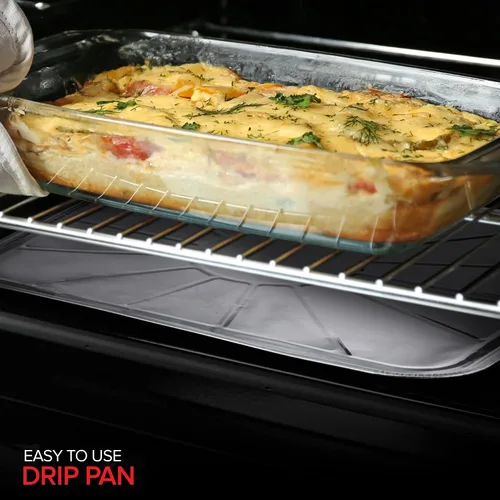 Vista 6 de Revestimientos desechables de aluminio para horno (paquete de 10) forros de horno para la parte inferior del horno eléctrico y horno de gas, bandeja