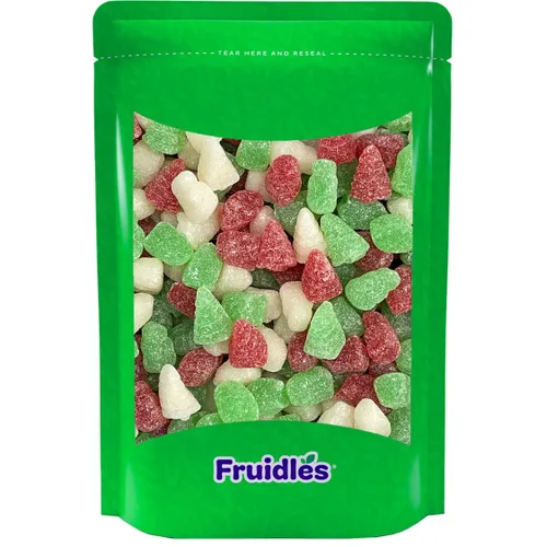 Vista 4 de Fruidles Caramelos de gomitas de frutas con mezcla de gelatina navideña, deliciosas gomitas con forma y sabor navideño (1 libra)