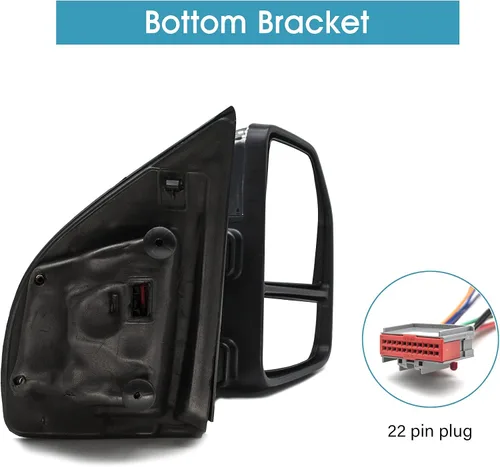 Vista 6 de BOOLEE Espejo de remolque del lado izquierdo del conductor apto para Ford F250, F350, F450, F550 Super Duty 2017, 2018, 2019, 2020, luz de señal