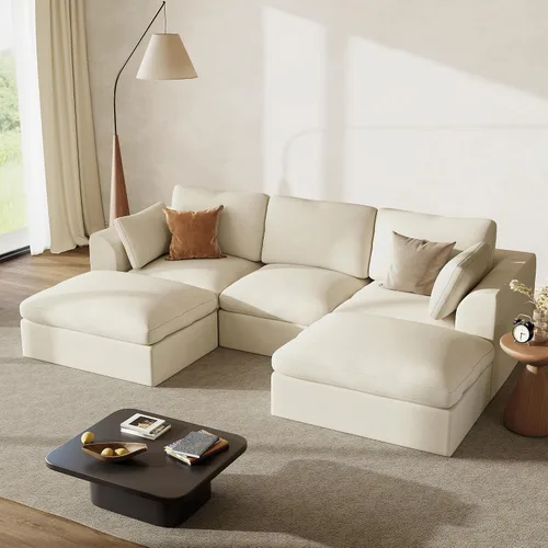 Vista 44 de Sofás seccionales Cloud de 110 pulgadas para sala de estar, sofá convertible sin hueso en forma de L con otomana, juego de sofá modular de gran