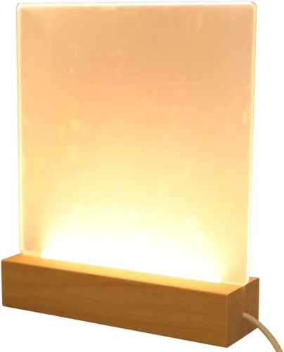 Vista 2 de QOMOLANGMA Base de exhibición de luces LED en blanco para grabar, base de lámpara LED de madera, interruptor de cable USB, luz nocturna moderna