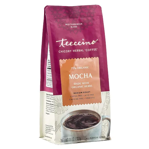 Vista 3 de Teeccino Paquete variado de café de hierbas, avellana, moca y java, café de hierbas molido que es prebiótico, sin cafeína y sin ácidos, tostado