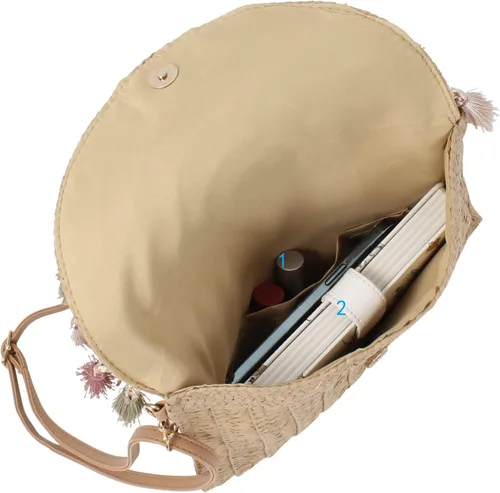 Vista 6 de Meyaus Bolso de hombro cruzado tejido de paja pequeña para mujer