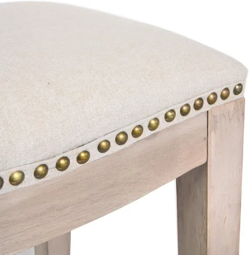 Vista 5 de Barton Juego de 2 taburetes de bar beige de 24 pulgadas, silla de montar sin espalda, acolchado de alta calidad para interiores y exteriores, cojín