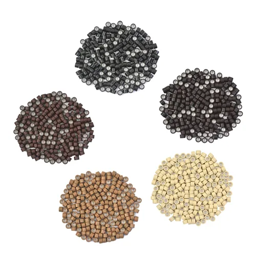 Vista 6 de 200 cuentas de oropel forradas de silicona de 0.157 in para extensiones de cabello (negro)