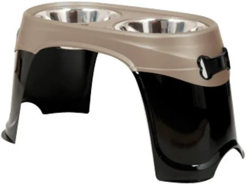 Vista 7 de Petmate Easy Reach Pet Diner - Cuencos elevados para perros, 2 tamaños, 2 colores pulidos, negro/marrón perla, grande (23479), fabricados en Estados