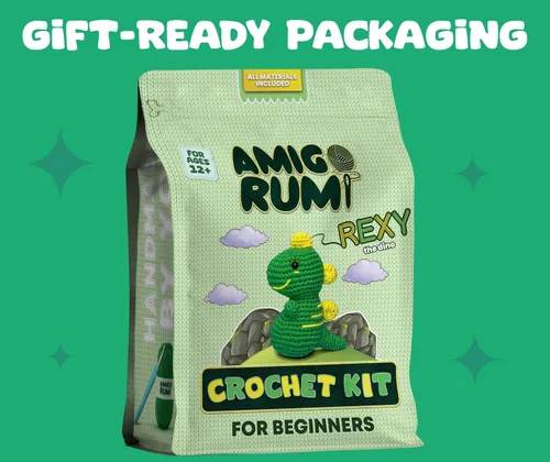 Vista 8 de Amigo Rumi Kit de Ganchillo para Principiantes de Dinosaurio Lindo - Aprende Cómo Hacer Ganchillo Kit de Inicio - Tutoriales en Video de 3+ Horas