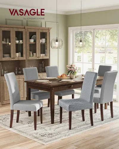 Vista 4 de VASAGLE Sillas de comedor, sillas Parsons con funda de tela extraíble, respaldo alto, para comedor y cocina, juego de 4, asiento grueso, 22.8 x 18.9