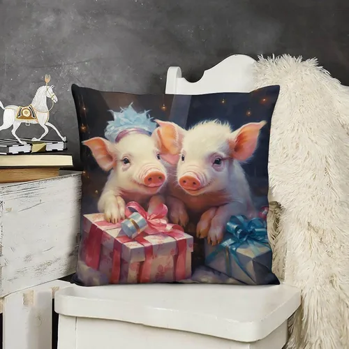 Vista 14 de Almohadas decorativas para cama, diseño de perro de Papá Noel con luces de Navidad, fundas de almohada para sofá para amantes de los perros, funda