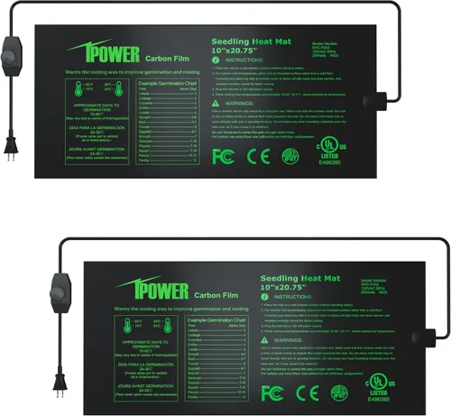 Vista 21 de iPower Alfombrilla térmica de siembra de 10 x 20.75 pulgadas, película de carbono mejorada, cálida, impermeable, para interiores, germinación